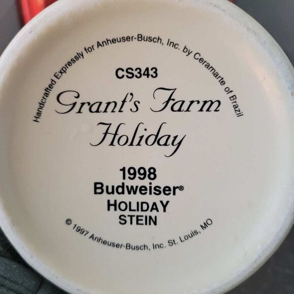 Budweiswer 1998 Grant's Farm Holiday Ceramic Stein - Picture 4 of 4